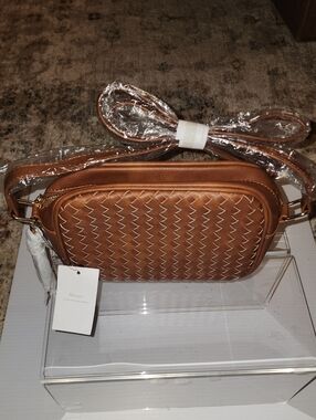 Afkomst Woven Tan Crossbody Bag with Adjustable Strap. NWT